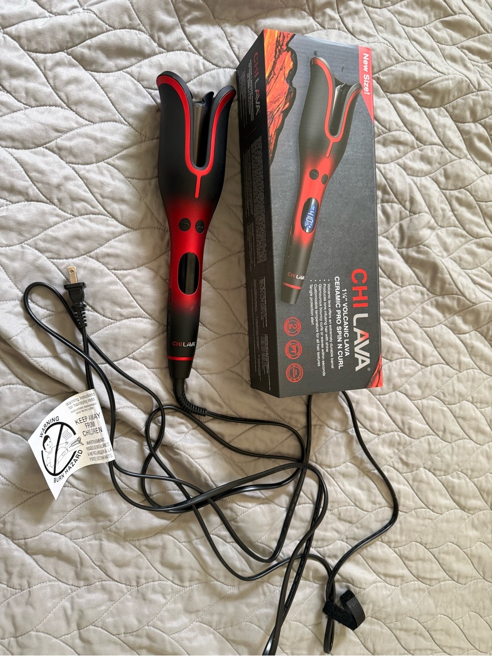 CHI Lava Volcanic Ceramic Pro Spin N Curl - Red and Black 1.25 inch